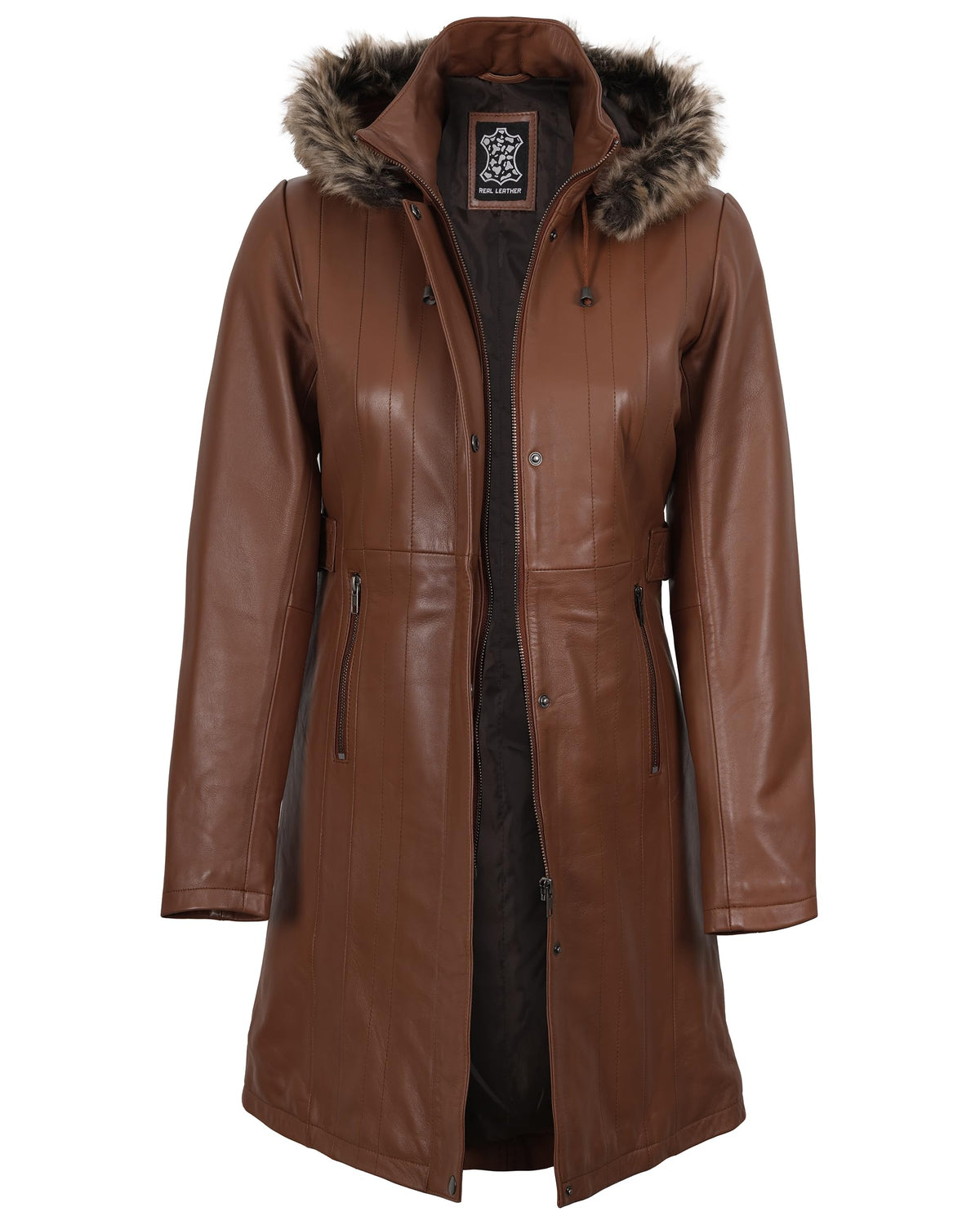 Decrum Disc Parka Jacket Women - Brown Leather Coat | [1309385] Jean, XL