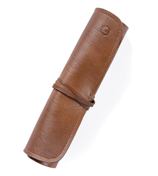 Angus Stoke Knife Roll Bag Genuine Leather – Chef`s knife bag 7 slots/for up to 11" knives – Leather Knife Case Steve (brown)