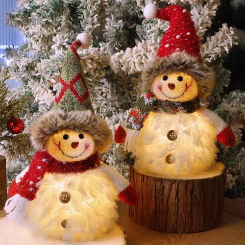 Juegoal Lighted Snowman Figurines - 10 Inch Christmas Table Decorations | Battery Operated Holiday Ornaments