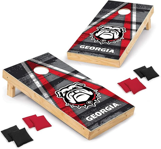 Wild Sports NCAA College 2' x 4' Wood Direct Print Tournament Cornhole Set, 8 Bean Bags, Vintage Triange Design - Tailgate, Outdoor, Backyard