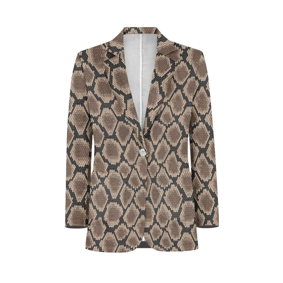 Sprowallow Snake Skin Print Men Blazer Casual Sports Coat Notched Lapel Fit One Button Jacket Suit with 2 Pockets