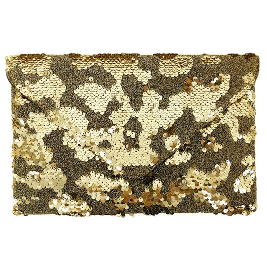 JNB Sequin Envelope Clutch for Women – Flat Evening Bag with Detachable Chain, Snap Closure, Fabric Lining, Interior Zipper Pocket, Lightweight Sequin Purse for Parties and Special Events (Black)