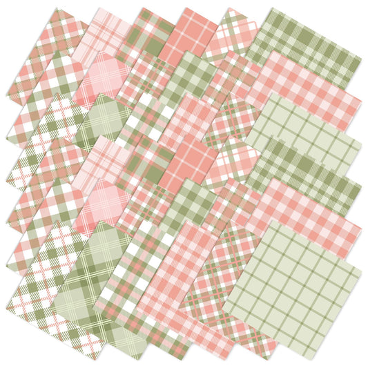 JarThenaAMCS 36Pcs Summer Buffalo Plaid Fabric Squares Cotton Fabric Bundles Small Pastel Pink Green Plaid Sewing Fabrics for DIY Craft Party Decor, 10 x 10 Inch