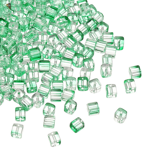 uxcell 500 Pcs Crystal Cube Beads, 7mm Clear Glass Faceted Square Spacer Beads Craft Making Supplies for Jewelry DIY Bracelet Earring Necklace, Green