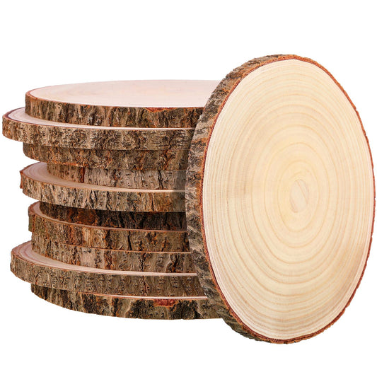 Tioncy 10 Pack Large Wood Slices for Centerpieces Unfinished Rounds Wood Slabs for Tables Decor Natural Wooden Circle for DIY Crafts Rustic Wedding Centerpiece Decor (9-10 Inch)