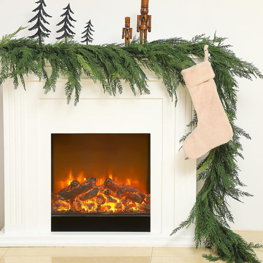 Jutom 1 PCS Christmas Cedar Garland - 6 ft Classic Green Realistic Soft Artificial Faux Cedar Pine Garland Decoration for Home Mantel & Stairs - Holiday Party Winter Decor