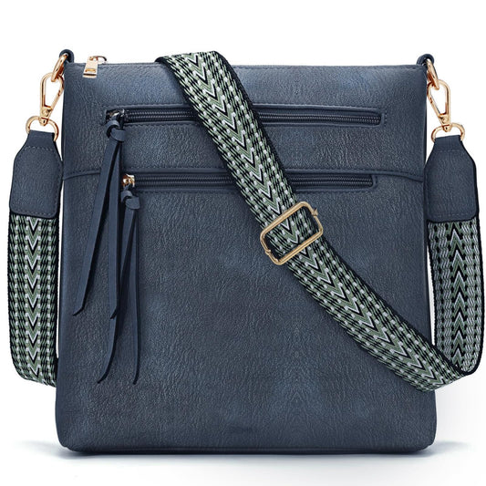 GEMIU Small Crossbody Bags for Women Travel Multi Pocket Womens Purses Women's Crossbody Handbags with Guitar Strap Blue