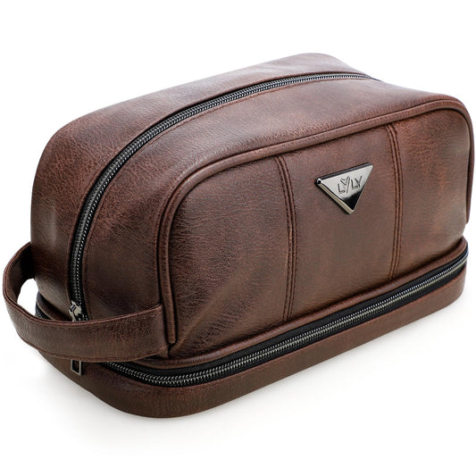 emissary Leather Men's Travel Toiletry Bag, Water Resistant Travel Bathroom Bag Men's Shaving Kit, Valentines Day Gifts for Men, Travel Kit Small Bags for Men, Shaving Bag for Travel Accessories