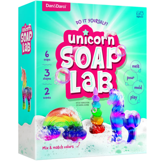 Dan&Darci Unicorn Soap Making Kit - Girls Crafts DIY Project Age 6+ Year Old Kids - Unicorn Girl Birthday Gifts - Science Activity Teenage Gift - Make Your Own Soap - Craft Toys Ages 6 7 8 9 10 11 12