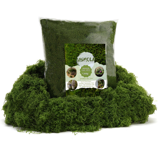 USMOLA 16OZ Fake Green Moss for Crafts, Artificial Moss for Potted Plants Decor, Bulk Moss for Indoor/Outdoor Use, DIY Floral Arrangements, Terrariums & Fairy Gardens (Dark Green)