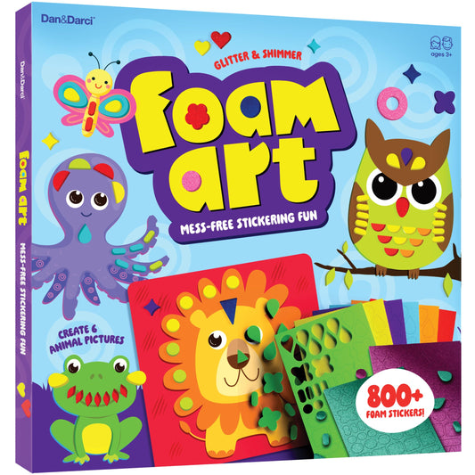 Dan&Darci Foam Sticker Art Craft for Kids - Toddler Arts & Crafts for Ages 3-5 - Boys 4-6 Birthday Gift - DIY Kid Activities Ages 3 4 5 6 Years - 4 Year Old Boy Gifts - Mess Free Craft Activity