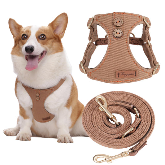 No Pull Dog Harness with Multifunction Dog Leash,Soft Adjustable No Choke Escape Proof Pet Harness Vest for Medium Dogs or Large Dogs,Khaki Camel,XS
