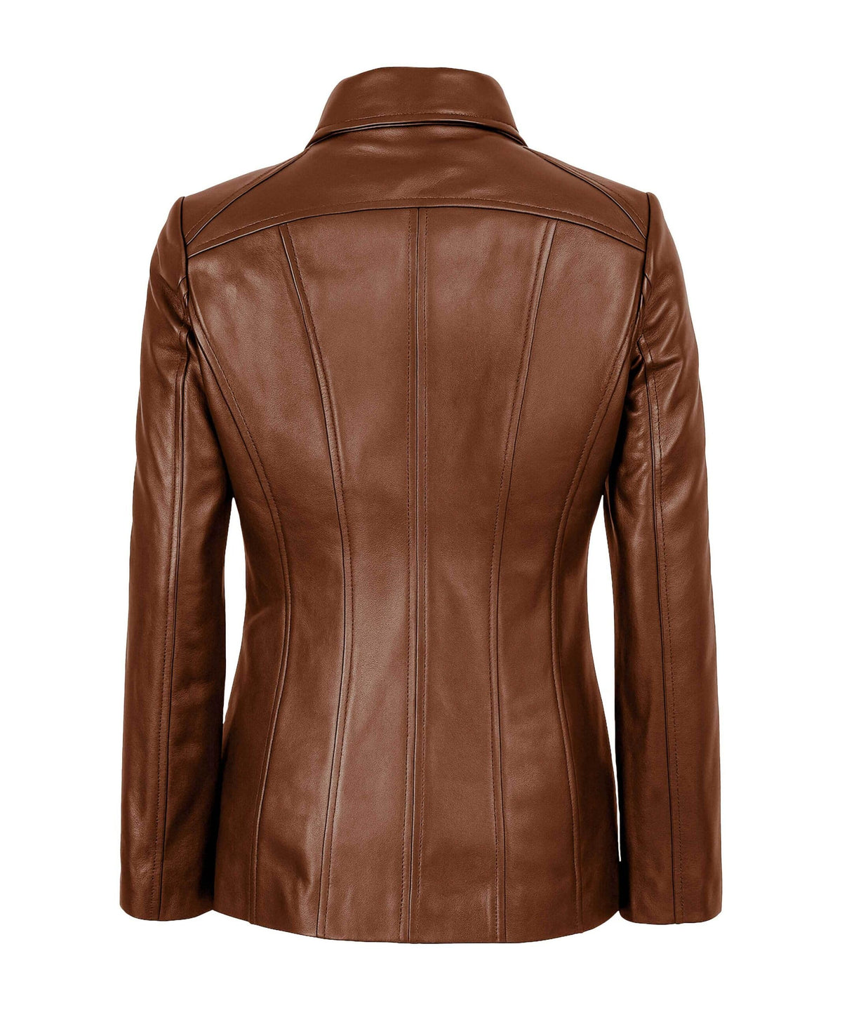 TRENDS GENESIS Brown Leather Jacket Women Genuine Lambskin Long Leather Car Coat Office Outerwear L