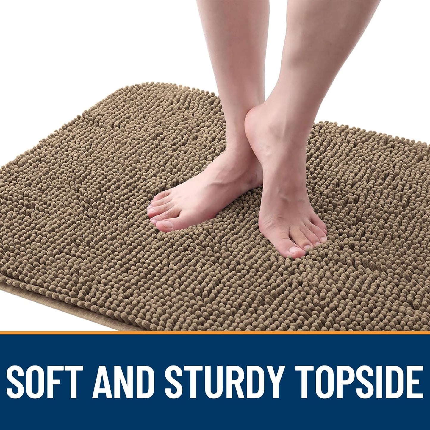 OLANLY Dog Door Mat - Absorbent Non-Slip Chenille for Muddy Paws | 59x20 Tan Indoor Entryway Carpet