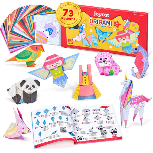 JoyCat Origami Paper Kit for Kids,180 Sheet 5.5x5.5 Colorful Paper,73 Unique & Unicorn Style with Instruction Book,Art&Crafts Supply Set for Ages 5-12 Girl,Ideal DIY & Educational Toy,Gift for Kids