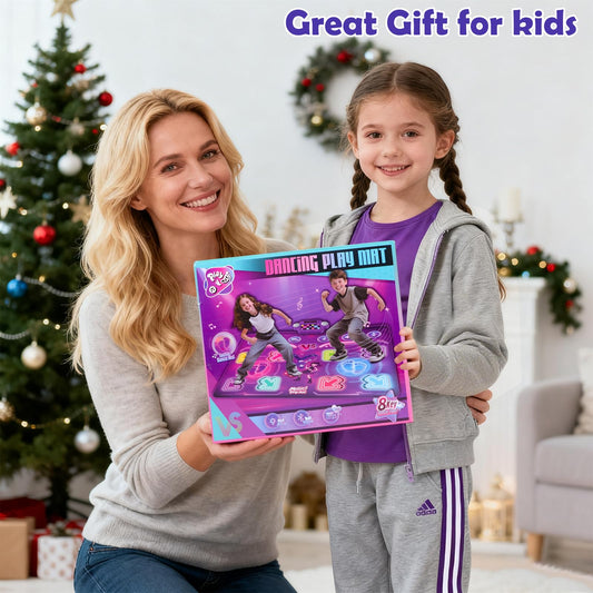 Amy & Benton Upgraded 2-Player Dance Mat for Toddlers 3-5, Dance Mat Toys for 4-8 Year Old Kids, Light Up Play Mat 8-Button with Bluetooth, Electronic Music Games Birthday Gifts for Girls Boys