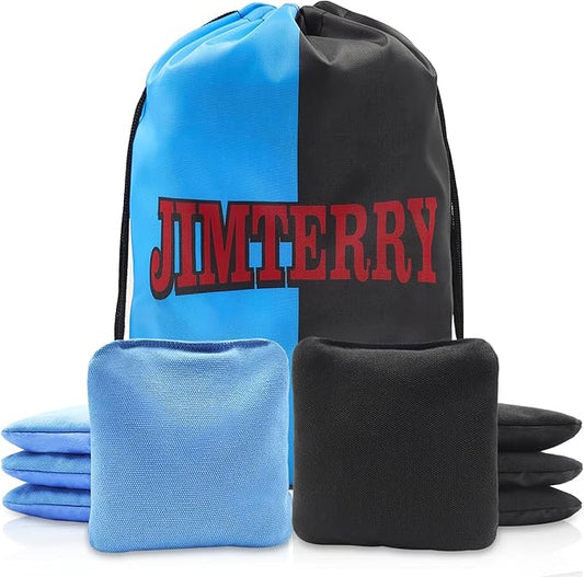 JIMTERRY Professional Cornhole Bags Set of 8 Dual Sided Corn Holes Bags Double Sided Regulation Slick and Stick Corn Hole Bean Bags for Pro Corn Hole Game