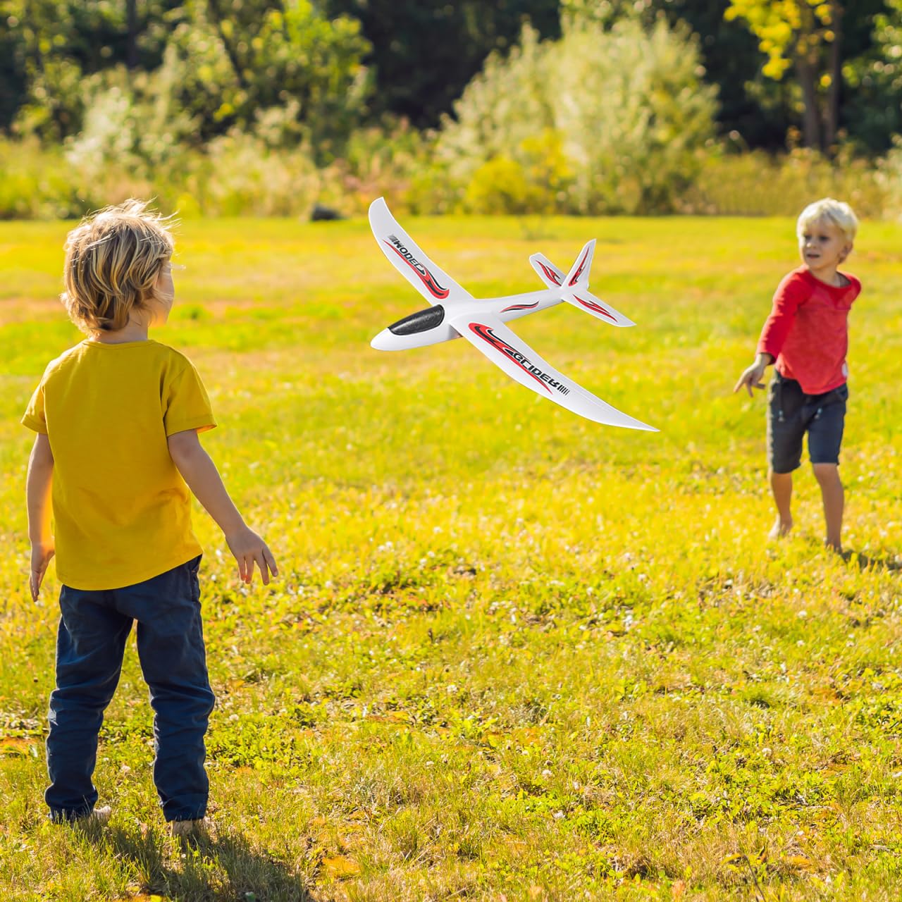 TOYANDONA Foam Glider Airplane Toys, 39 Inch Large Aircraft Hand Throwing Planes Throwing Model, Presents for 3 4 5 6 7 8 9 Years Old Boy, Outdoor Sport Toys Birthday Party Favors