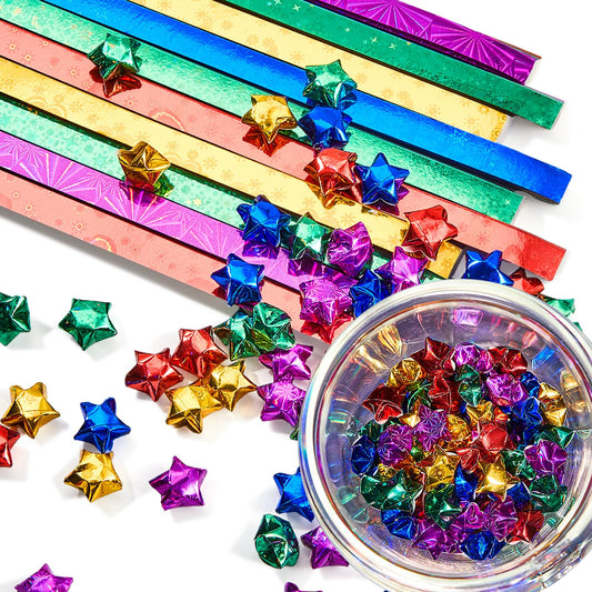Kigeli 1000 Sheets Paper Strips Foil Star Glitter Origami Stars Shiny Origami Paper for DIY Crafts Weaving Projects(Assorted Color,Stylish Style)