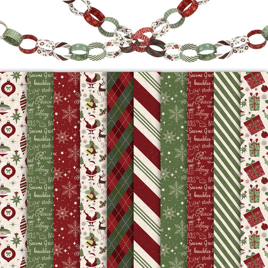JarThenaAMCS 300Pcs Christmas Paper Chains Double-Sided Red Green Decorative Paper Links for Winter Xmas Party Favors DIY Crafts Supplies