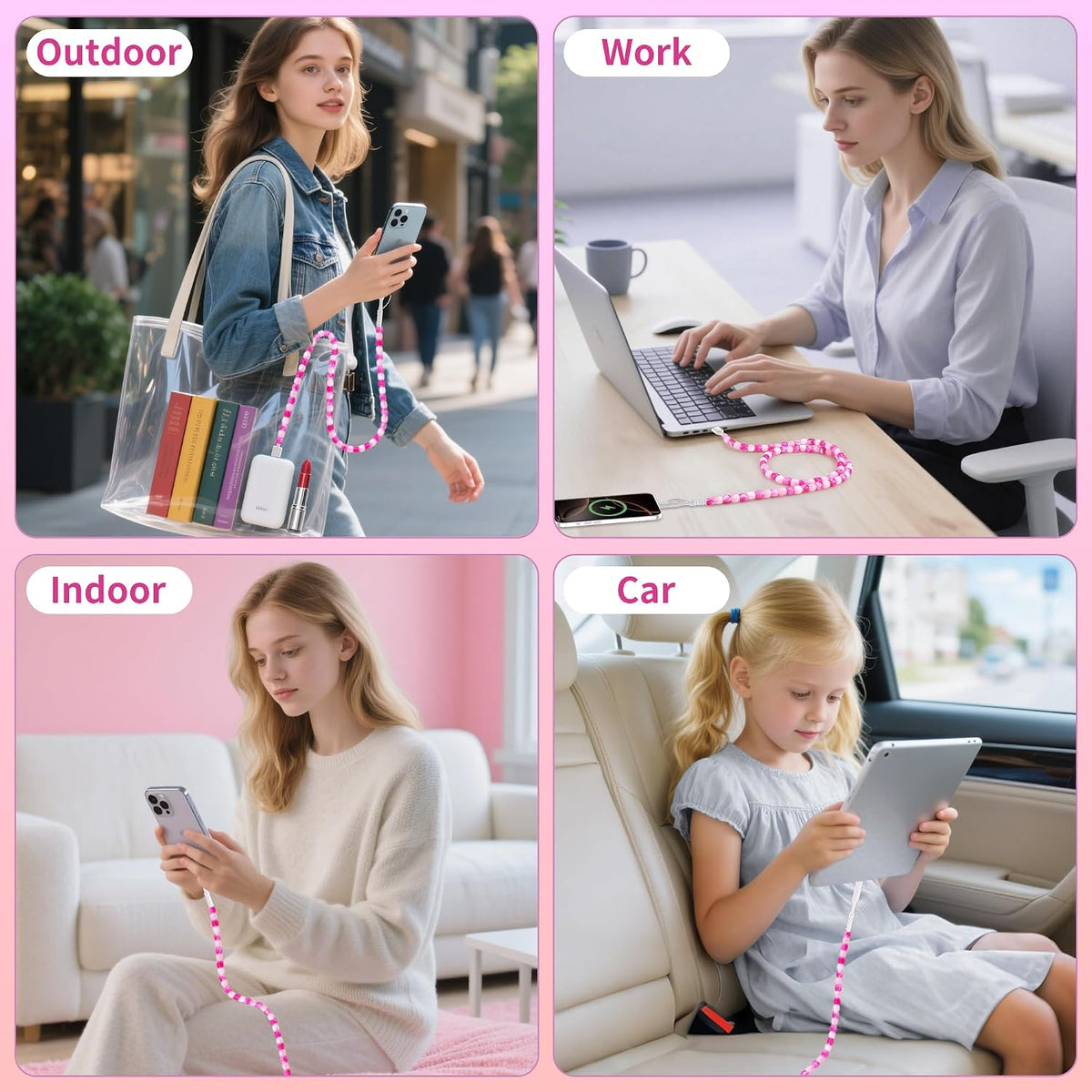 17 16 2 1 3FT 60W 15 14 13 12 S25 S24 SAMONPOW for iPhone Pro Charger Cord in USB C Charger Cable Jade Beaded Multi