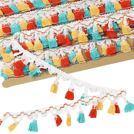 dlboboai Fringe Lace Trim Polyester Braided Ribbon 10 Yards 40mm Wide Lace Trim for Sewing Crafts Clothing Curtains Accessories Lampshade Home DIY Decoration (Multicolor, 40mm Wide)