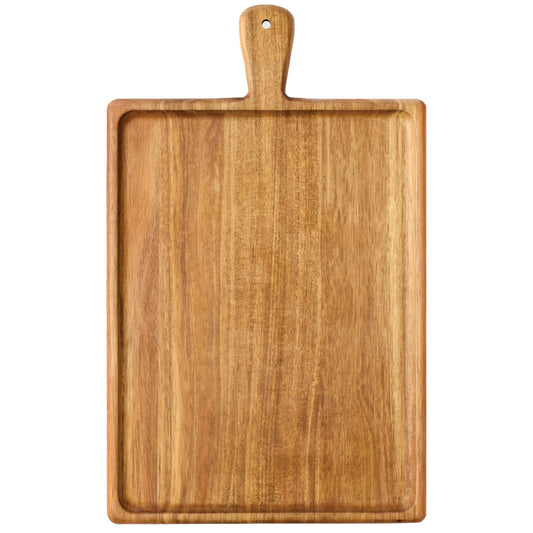 Grazerie Charcuterie Board - Acacia Wood Cutting Board for Kitchen with Handle, Cheese Board for Vegetables, Bread, Fruits, Meat - Decorative Wooden Serving Tray House Warming Gift