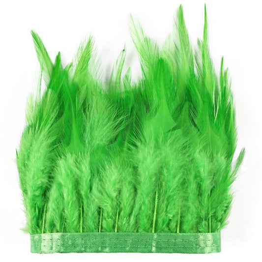 Lime Green Rooster Feather Fringe Trim 14.7ft 3-5inch Fluffy Feather Trim Fashion Dress Sewing Crafts,Gloves,Feather Shawl Cape, DIY Handbag and Wedding Decoration