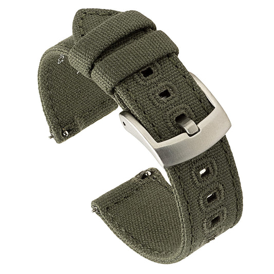 Benchmark Canvas Watch Band - Quick Release Cotton Fabric Watch Straps for Men & Women (22mm, Army Green)
