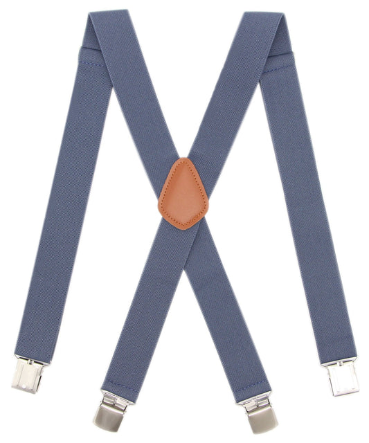 Bioterti Men’s Heavy Duty X- Back Suspenders-Adjustable Size, Long & Elastic Braces (Light Blue)