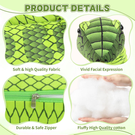 MaoGoLan 118 inch Giant Green Stuffed Snake, Realistic Mommy Snake with 4 Babies & 3 Eggs Plush Toy, Large Green Boa Constrictor Stuffed Animal for Boys Girls Kids Christmas Easter Gift