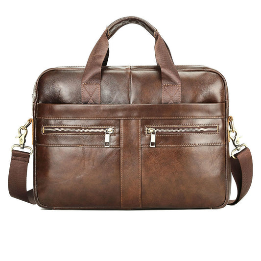 Messenger Bag for Men 15.6" Vintage Leather Waterproof Laptop Briefcase Computer Laptop Bag Shoulder Bag for Office Business (Brown)