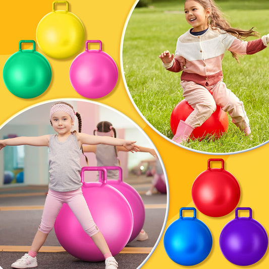 Lewtemi 6 Pcs Hopper Ball for Kids 22 Inch Jumping Hopping Inflatable Bouncing Ball with Handle and Air Pump for Outdoor Games Sport Exercise(Rainbow Colors)