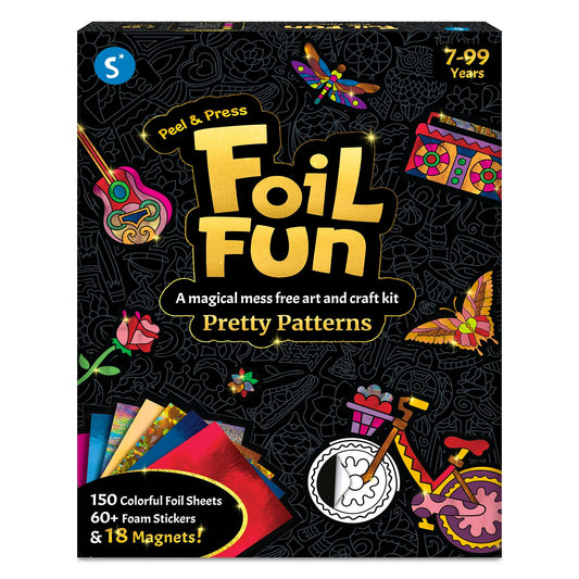 Skillmatics Foil Fun - Pretty Patterns, 18 DIY Magnets Mess-Free Art, Colorful Creative Party Activity, Craft Kits, 60+ Foam Stickers, Gift for Kids, Teens, Adults, Families, Screen-Free Entertainment