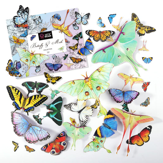 LET'S RESIN Realistic Paper Butterfly Moth,46 Pcs Double-Sided Faux Butterfly,Epoxy Resin Supplies,Vintage Floral Decoration,Resin Accessories for Art,Crafts,Molds
