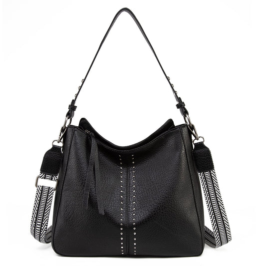 Montana West Hobo Bag for Women Designer Purses and Handbags Shoulder Bags with Guitar Strap,MWC-HB-128-1-BK