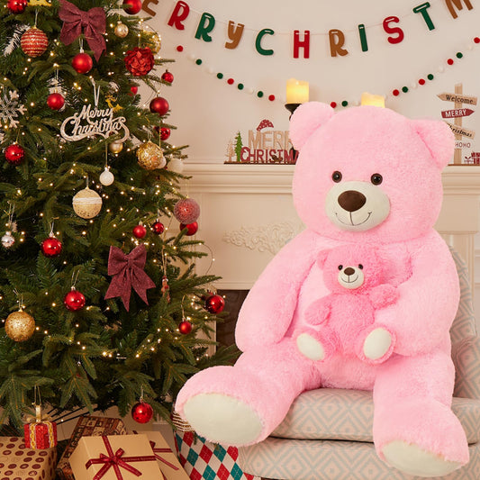MorisMos Giant Teddy Bear Stuffed Animal Hugging Plush Toys Duo,43" Big Mama Baby Stuffed Teddy Bear Toys for Kid Girl Boy Mom, 4ft Large Stuffed Animals Gift for Birthday Baby Shower Decor Christmas