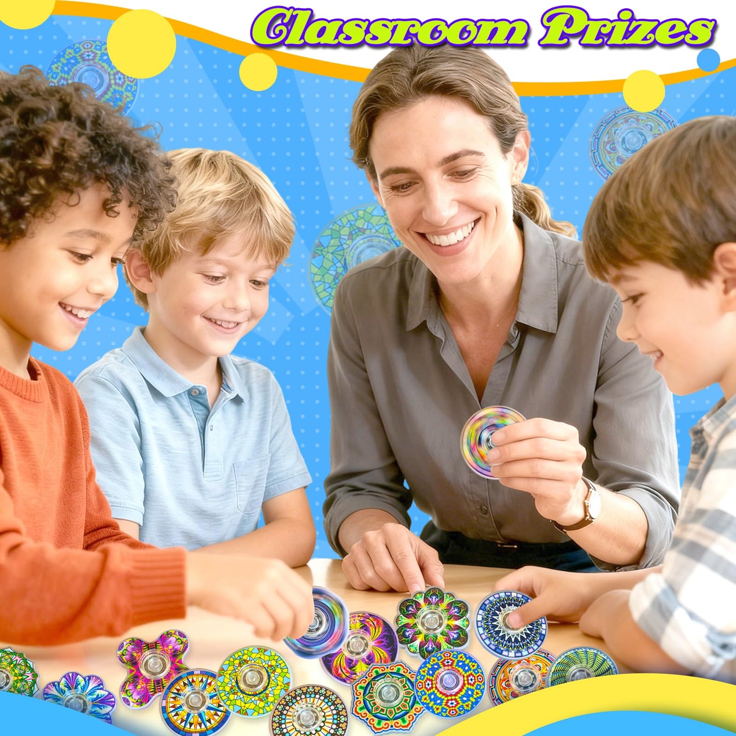 30 Pack Mini Fidget Spinner Toys Bulk,Party Favors Supplies Goodie Bag Stuffers Gifts for Kids Boys Girls Adults Anxiety ADHD Stress Relief,Carnival Treasure Box Sensory Toys Classroom Prizes