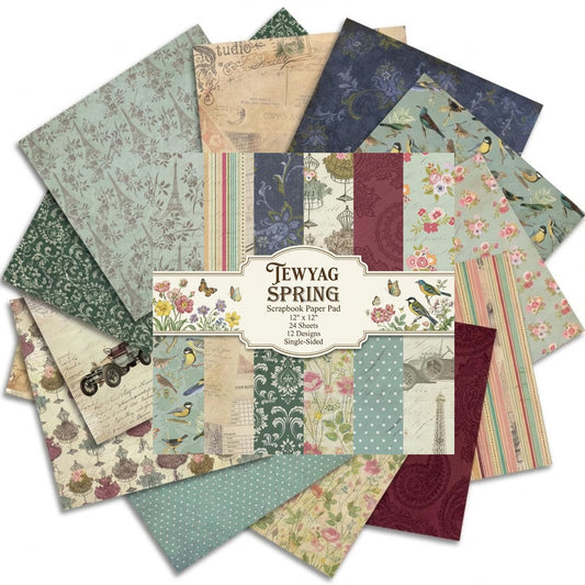 Vintage Scrapbook Paper 12x12 Inch – 24 Sheets Single-Sided Patterned Paper Pad160gsm Acid-Free & Lignin-Free Decorative Craft Papers for Scrapbooking, Junk Journaling, Photo Albums & Card Making