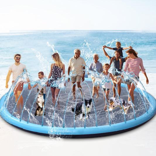 15 ft Giant Inflatable Splash Pad Extra Large 180" 2025 Update Non Slip Pad for Adults Large Dogs Pets Giant Thicken Sprinkler Pool Summer Outdoor Fun Backyard Fountain Play Mat (Classic Style)