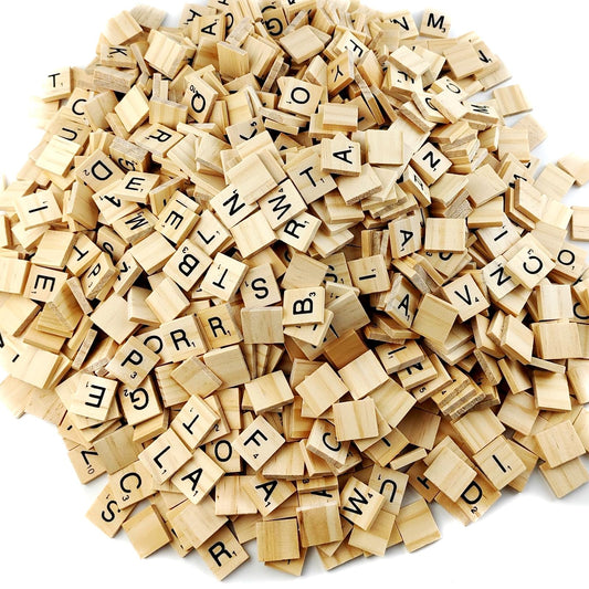 TIHOOD 700PCS Wood Letter Tiles, Wooden Tiles for Crafts, Wooden Alphabet Tiles, A-Z Capital Letters for Crafts, Spelling, Replacement Letters for Board Games, Wedding Frame and Wall Art