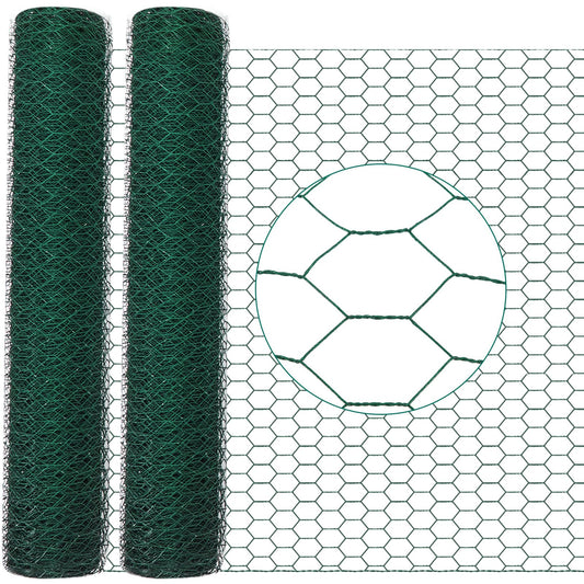 GlikCeil 12 in X 200 ft Chicken Wire Fencing Metal Floral Chicken Wire Mesh for Crafts Poultry Garden, 1 Inch Hexagonal Galvanized Hardware Netting for Poultry Coop Barrier Rabbit Cage (Green)