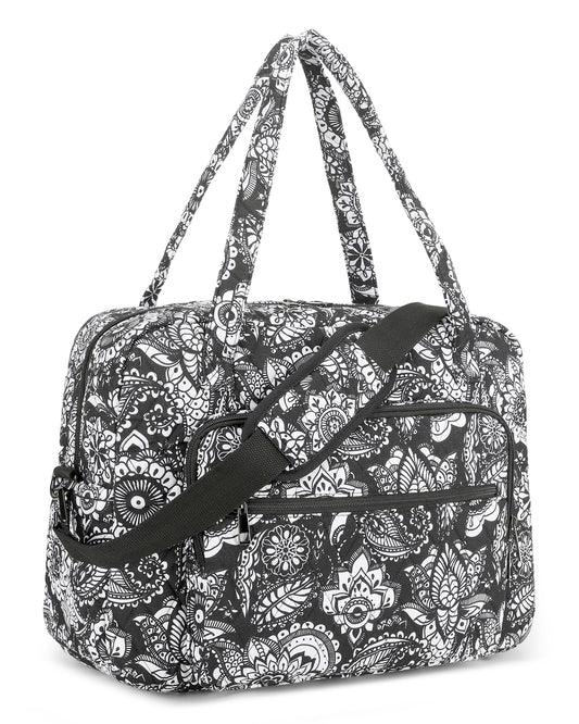Searock Quilted Travel Duffle Bag, Weekender Overnight Bags for Women Travel, Carry On Duffel Bags for Airplanes Black