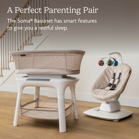 UPPAbaby Mamaroo Smart Swing – Customizable Soothing Modes with MotionSync Technology – Infant Recline + Bluetooth Enabled – Included Newborn Insert – Jake (Charcoal Mélange)