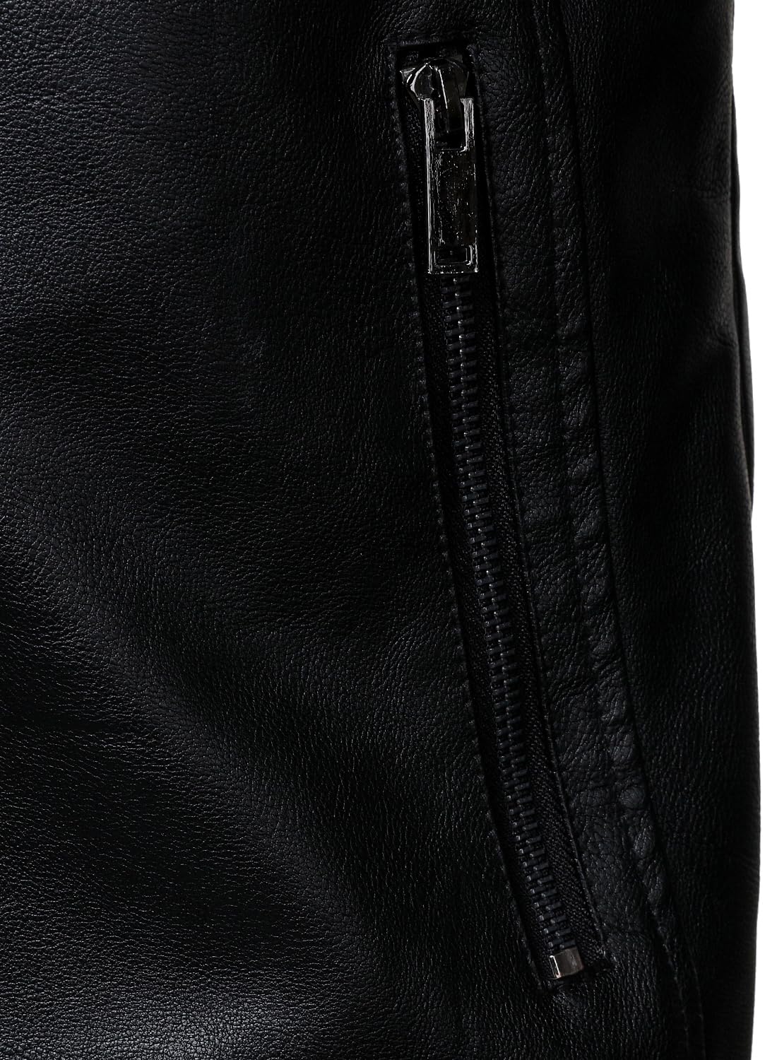 HOOD CREW Mens PU Leather Jacket Classic Style Turn Down Collar Faux Leather Biker Jackets Black L
