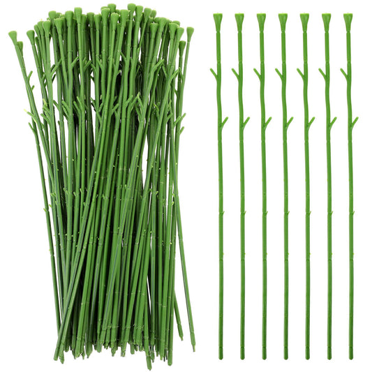 LIOOBO 100Pcs Floral Wire Stem Artificial Rose Flower Stems Plastic Fake Flower Decor for DIY Craft Bouquets Wreaths Wedding Arrangement Room Home Restaurant Party Valentine's Day Decoration 13-Inch