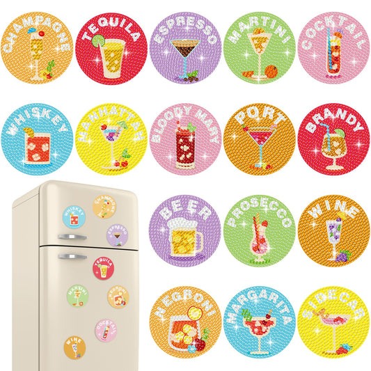 Saysurey 16 Pcs Diamond Art Magnet Kits Diamond Painting Magnets DIY for Adults Crafts Refrigerator Painting Stickers Kits for Gifts Home Decor (Motivational)