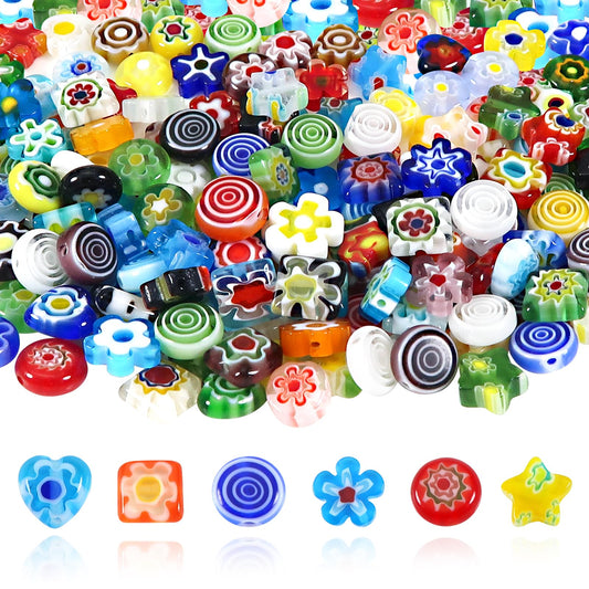 TOAOB 180pcs Assorted Lampwork Beads 8mm Glass Loose Spacer Beads for DIY Crafts Jewelry Making Bracelets Necklaces