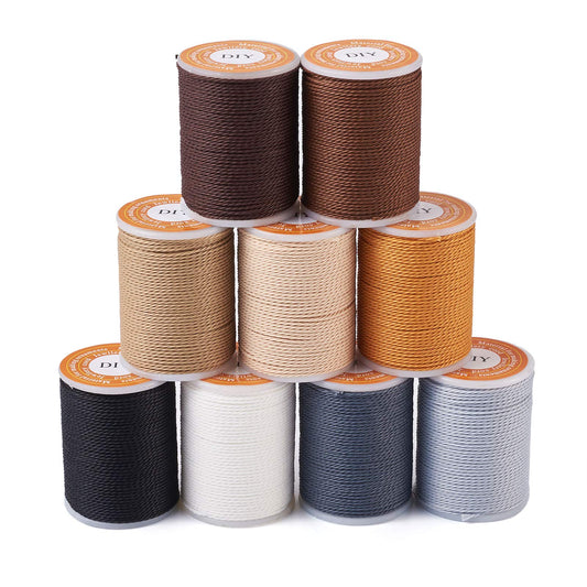 Craftdady 9 Rolls 1mm Waxed Polyester Twine Cord Macrame Braided Bracelet Making Beading Thread String Twisted Trim Cord for Friendship Jewelry Necklace Craft Making, 12 Yards/Roll