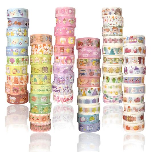 Sifaolp 60 Rolls Washi Tape Set, 15mm Wide Cute Sytle Washi Stickers, for Junk Journal Scrapbook Tape, Bullet Journaling Scrapbooking Supplies, Planner Sticker DIY Craft DéCor